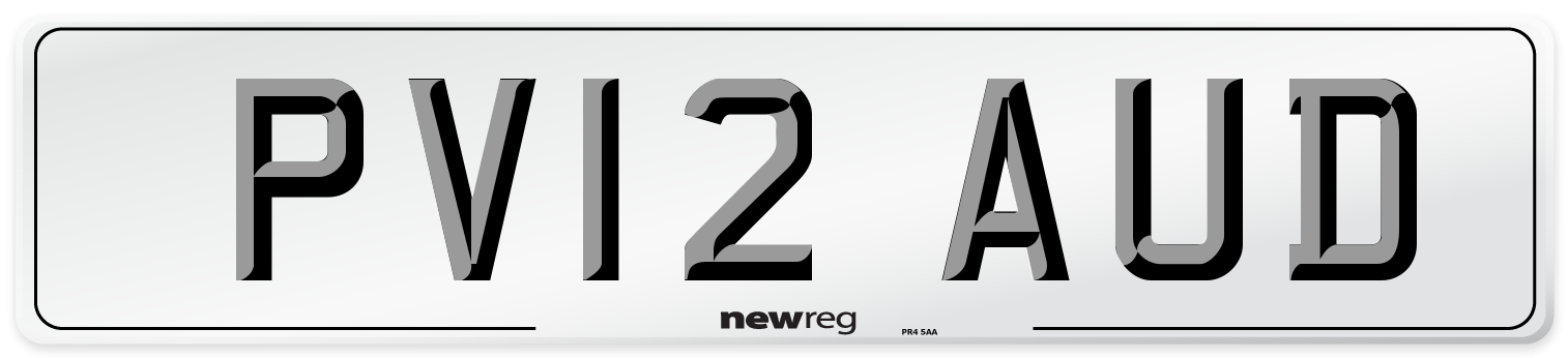 PV12 AUD Number Plate from New Reg